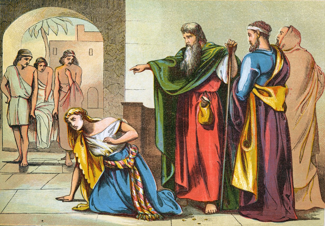 Death of Sapphira, 1870 by English School