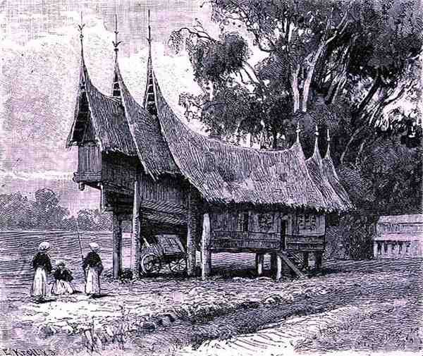 House in Central Sumatra, engraved by E. Krell, from The History of Mankind, Vol.1, by Prof. Friedrich Ratzel, 1896 by English School