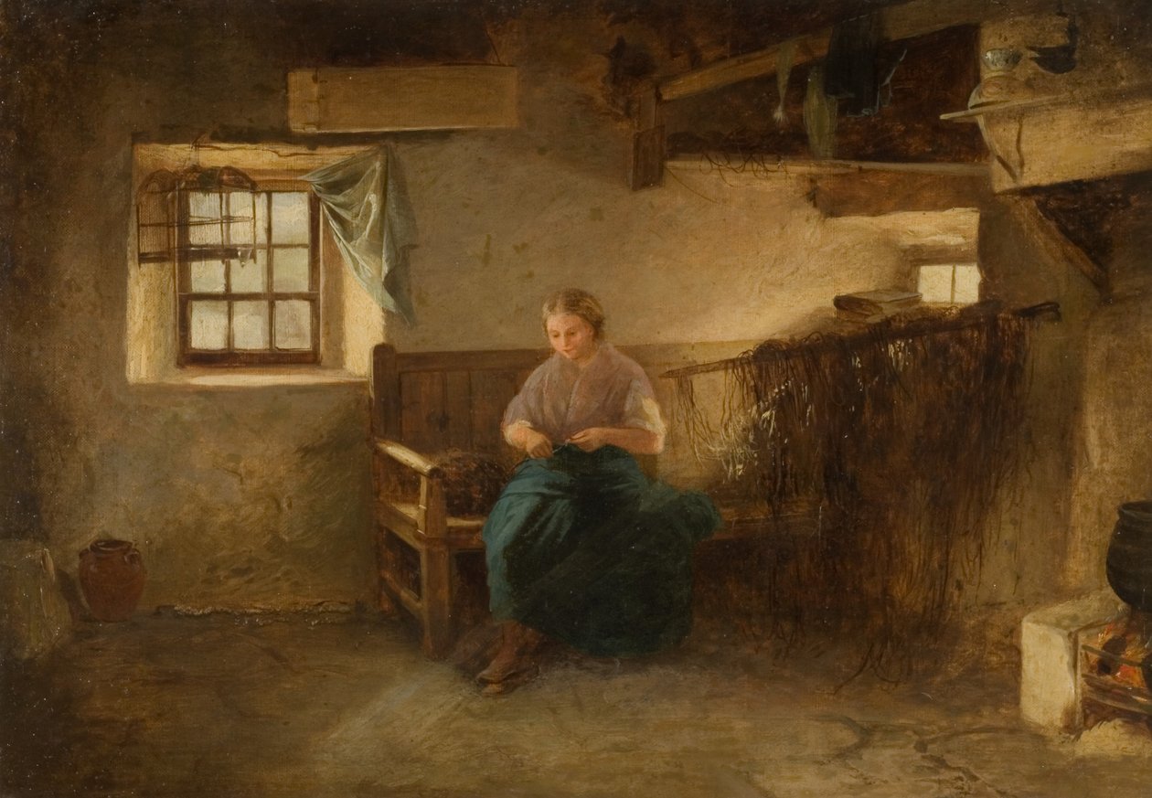 Interior with Seated Woman by English School