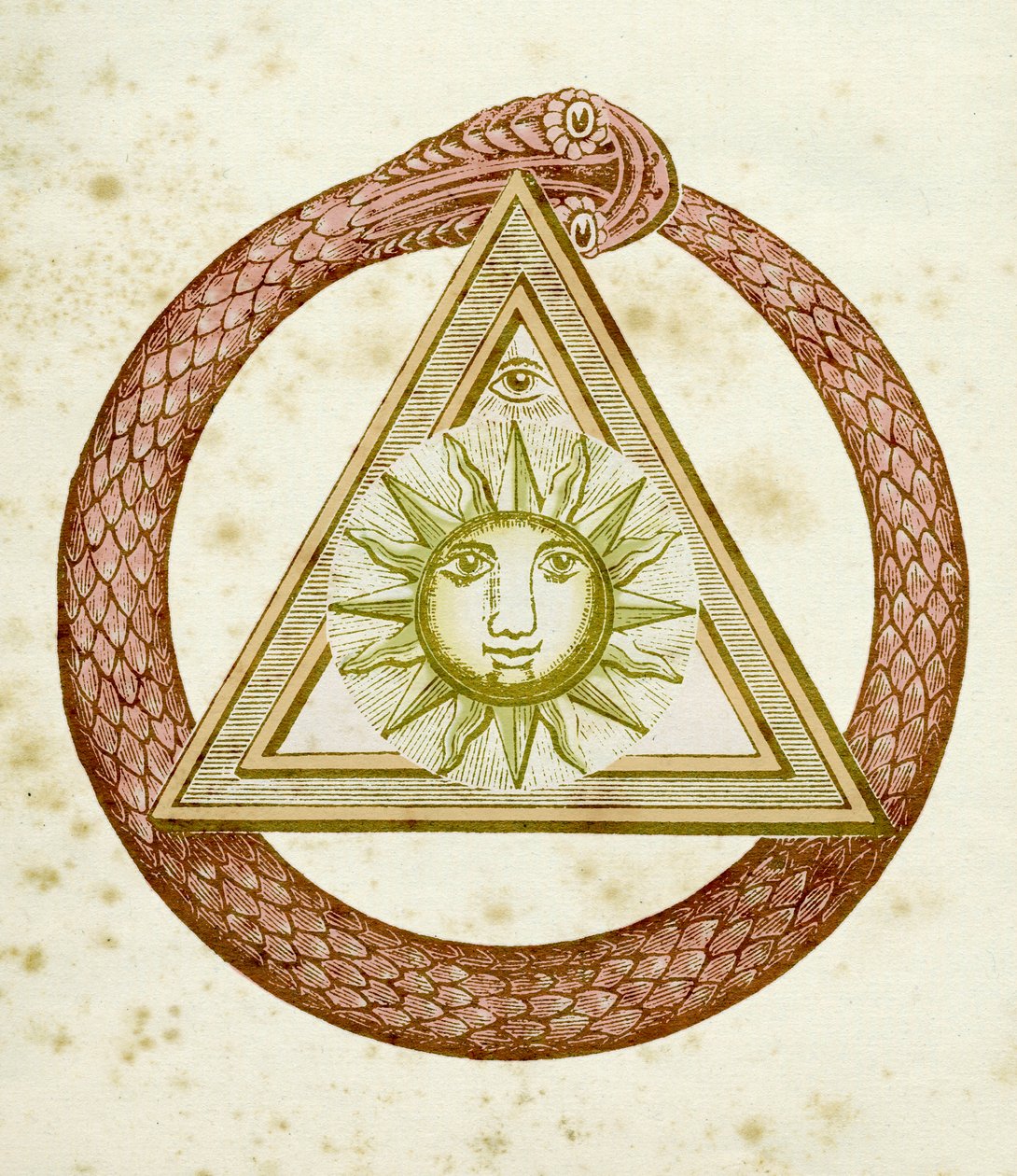 Ouroboros, Delta, and the Divine Eye with the Sun, from The Kneph, 1881-1900 by English School