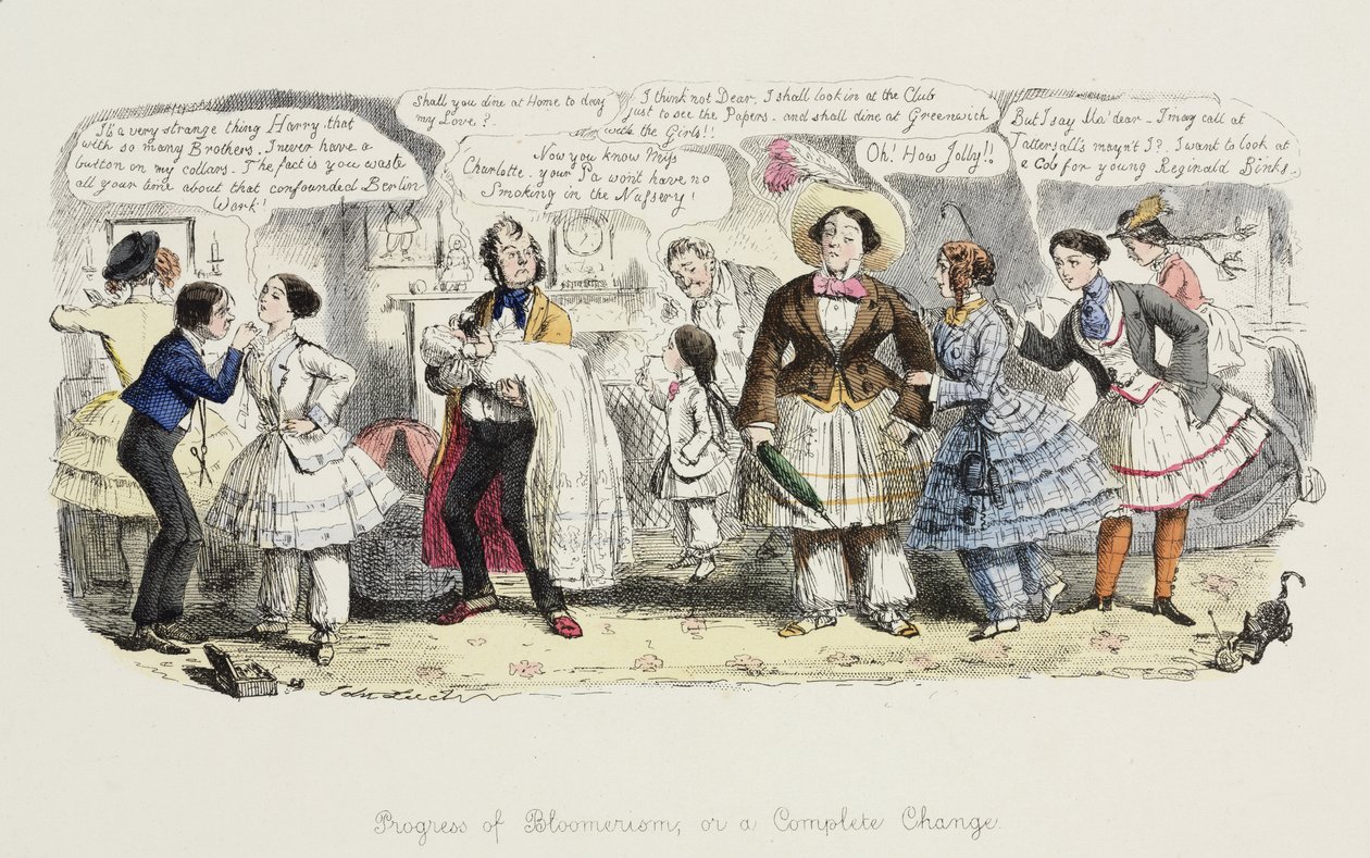 The Progress of Bloomerism or, a Complete Change, from Punch by English School