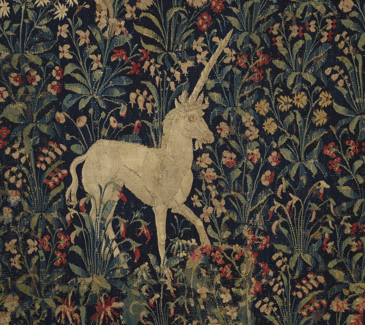 Allegorical Millefleurs tapestry with animals by Flemish School