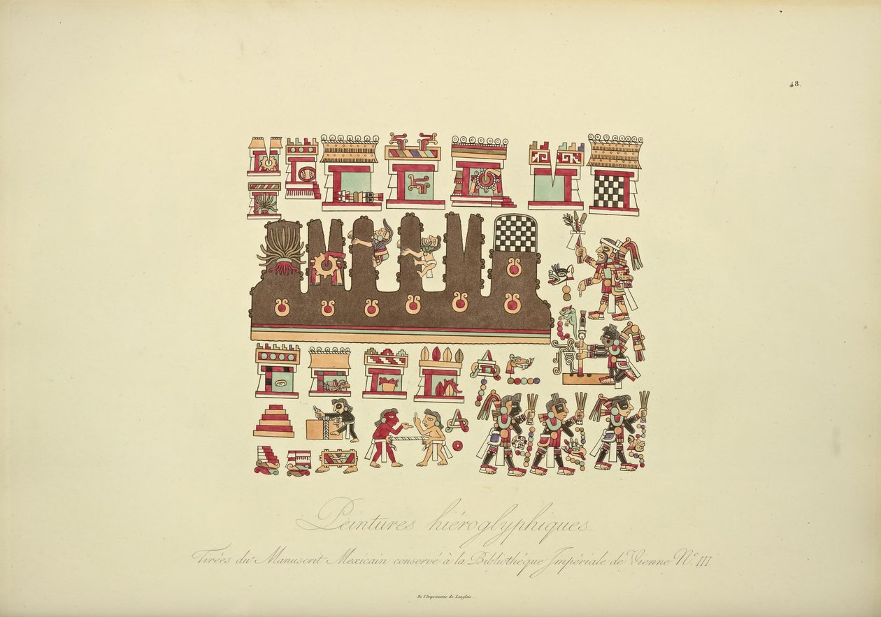 Hieroglyphic Paintings from Mexican Manuscript III, Conserved at the Imperial Library of Vienna, Illustration from Vues des Cordillères et Monumens des Peuples Indigènes de l