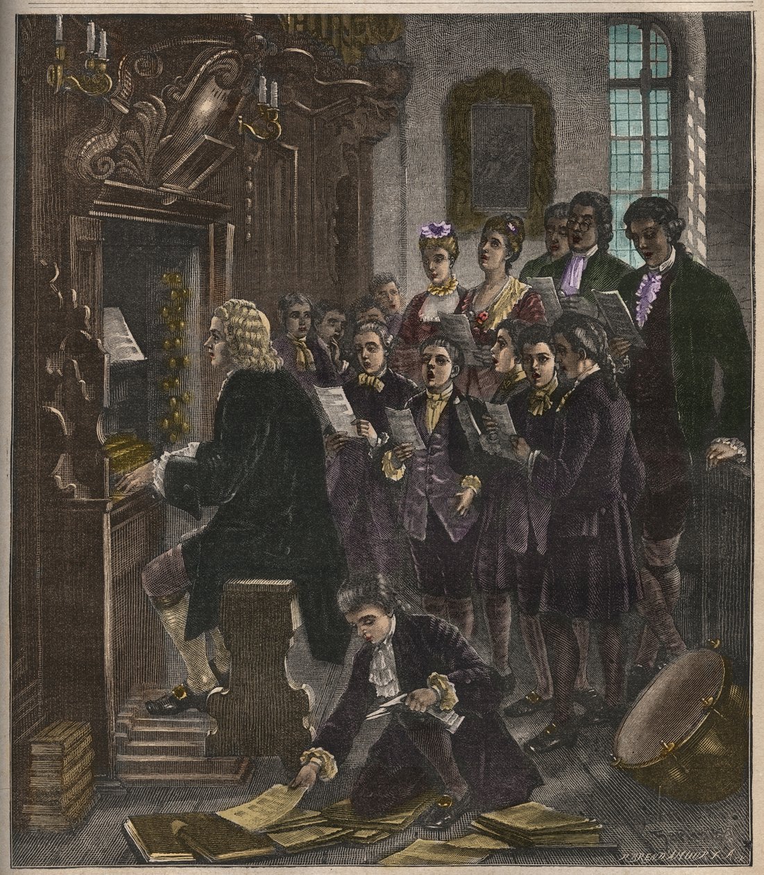 Johann Sebastian Bach Playing the Organ at the St Thomas School, Leipzig by French School