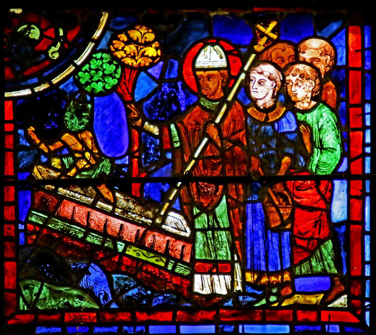 St. Martin Exorcising a Demon from the Tomb of a Supposed Martyr, Scene from the Life of St. Martin, Chartres Cathedral by French School