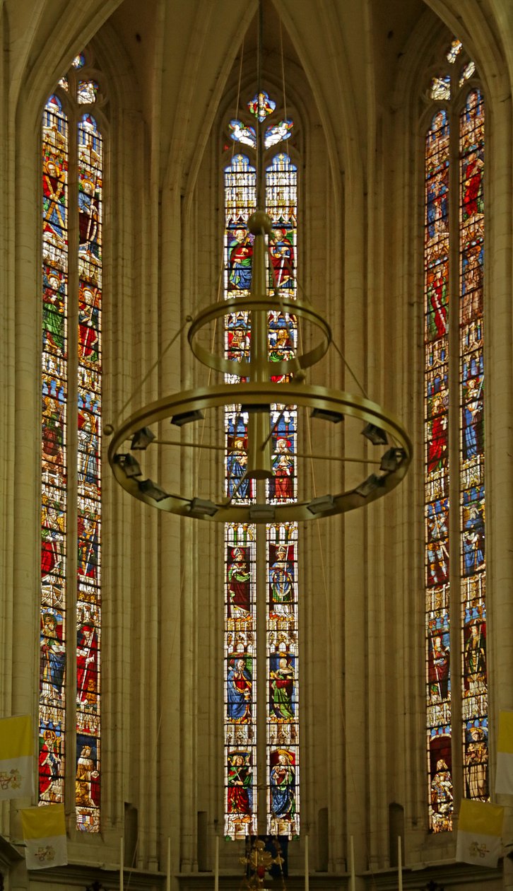 View of the three eastern-most windows by French School