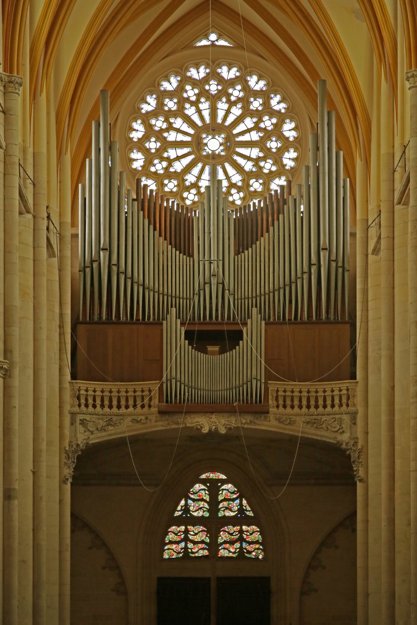 West rose window and organ by French School