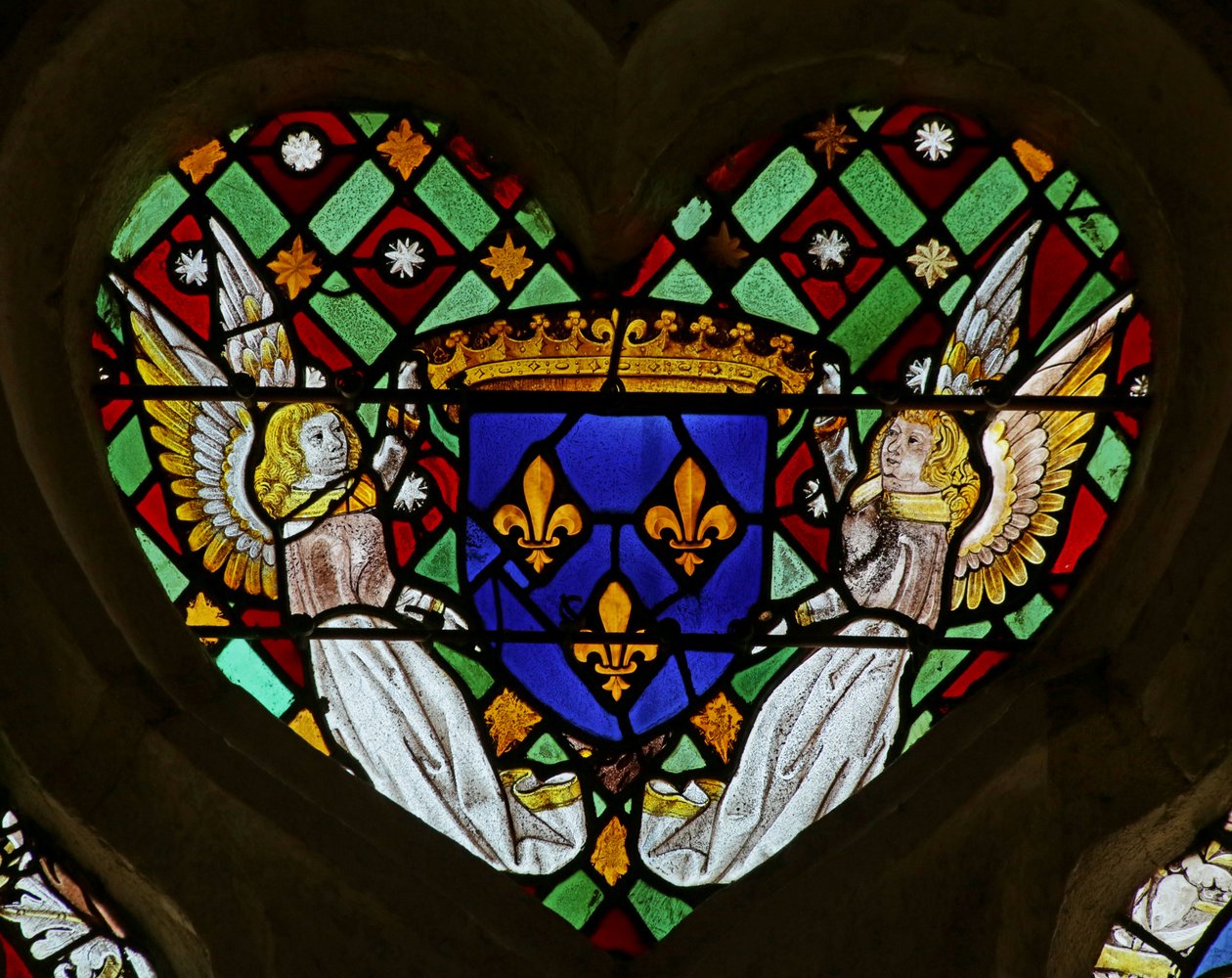 Window depicting Angels with a Shield of Arms for France by French School