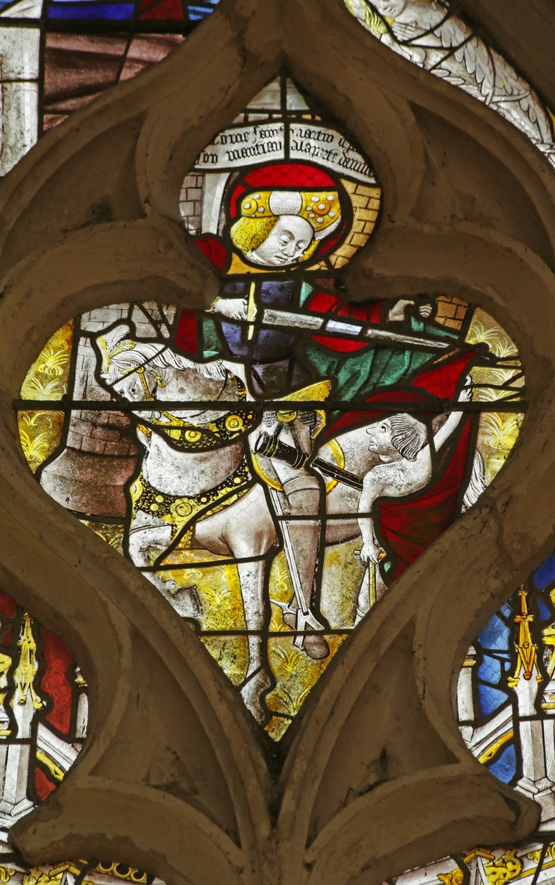 Window depicting St Martin dividing his cloak with a beggar by French School