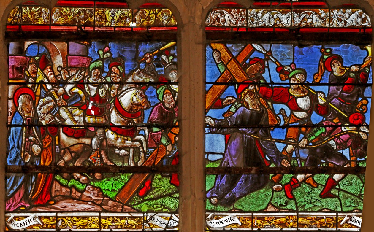 Window depicting the Via Crucis by French School