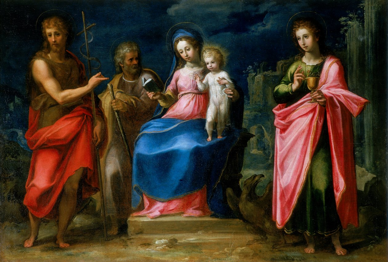 Madonna and Child with St. Joseph, St. John the Baptist and St. John the Evangelist by Italian School