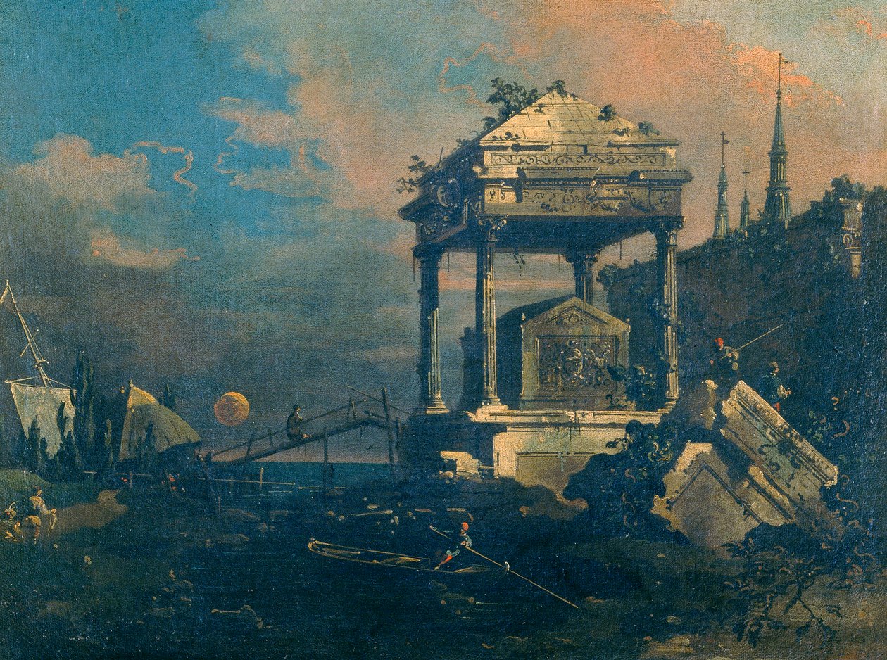 Capriccio with a Tomb by Giovanni Antonio Canal