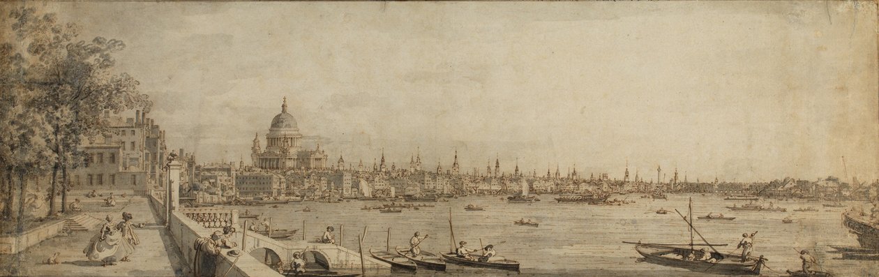 The Thames and the City of London from the Terrace of Somerset House by Giovanni Antonio Canal