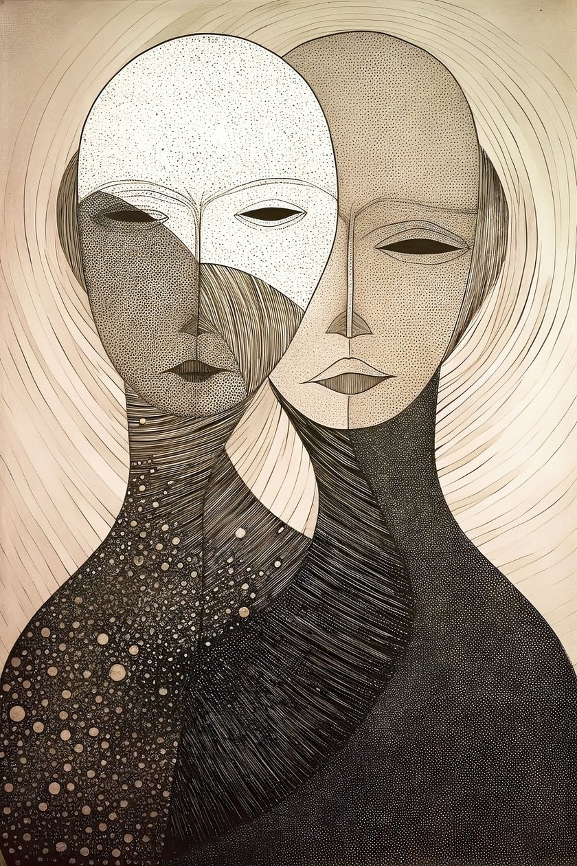 Figurative painting two women, Gustav Klimt style by F. Abderrahim