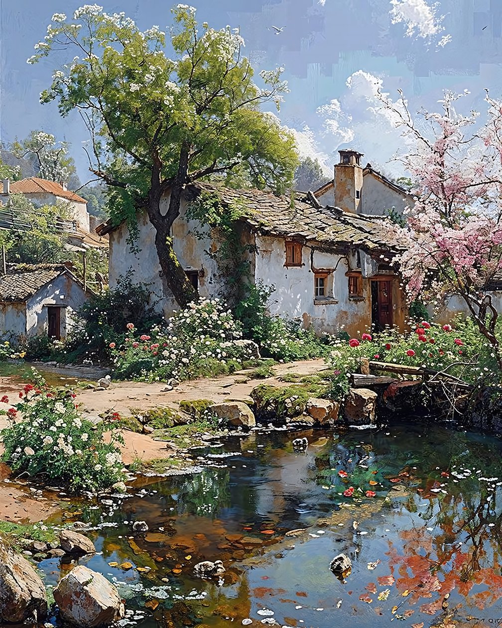 Old house in a quiet countryside location, close to nature and a stream by F. Abderrahim