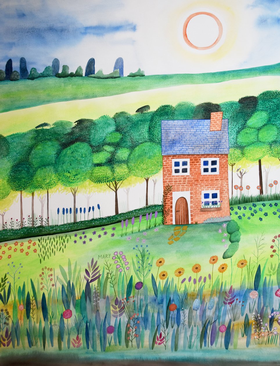 Hütte am Waldrand von Marys Watercolors