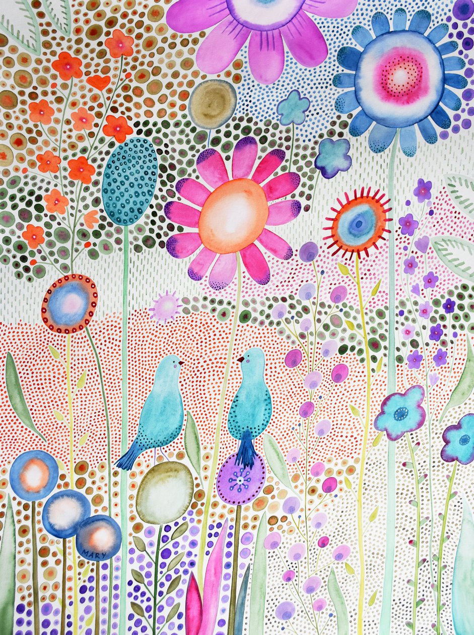 Two Little Birds by Marys Watercolors