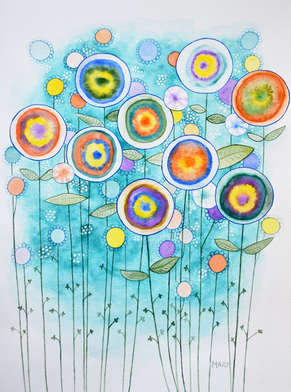 Abstract Flowers by Marys Watercolors