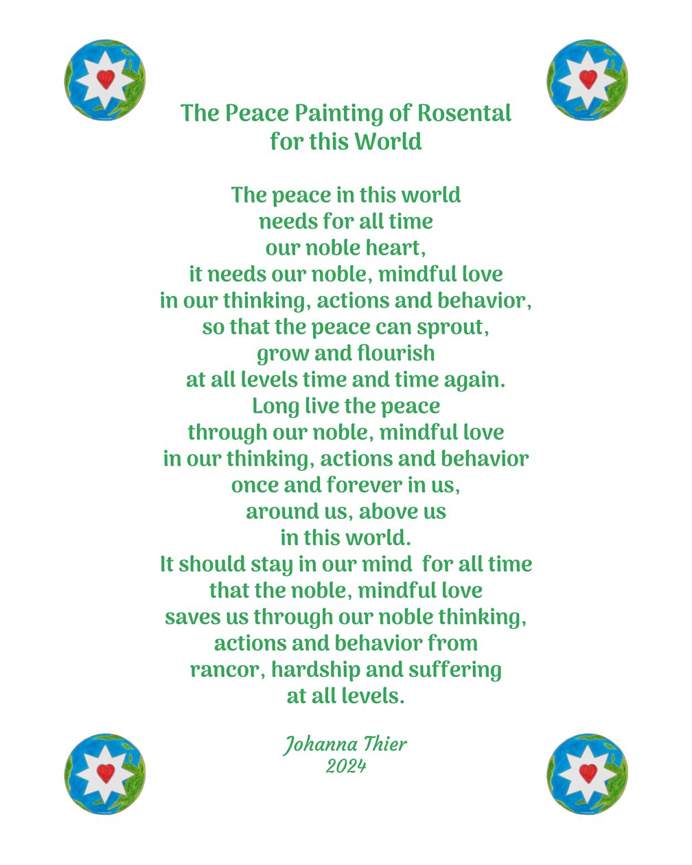 The Peace Painting of Rosental for this World by Johanna Thier