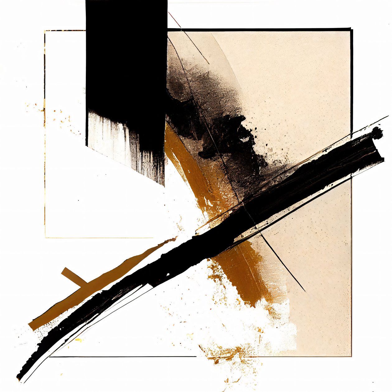 Black & Beige Diagonal Strokes by F. Abderrahim