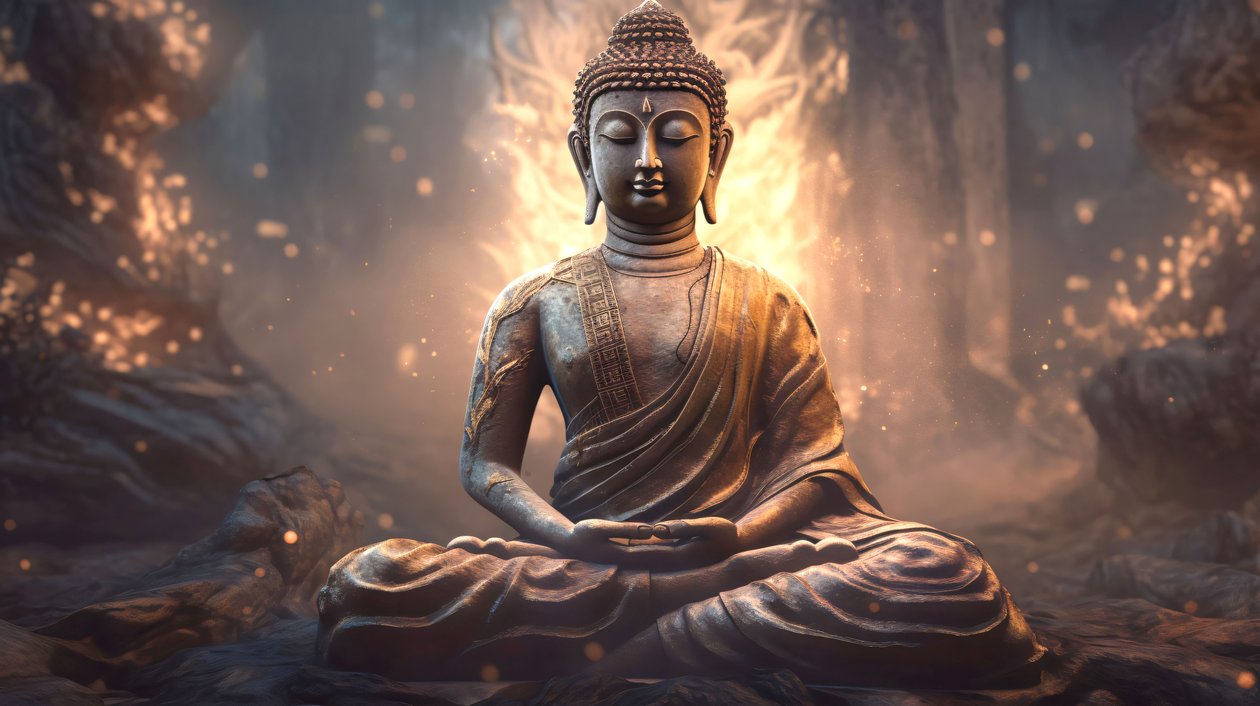 Realistic Buddha Portrait in Peaceful Meditation by F. Abderrahim