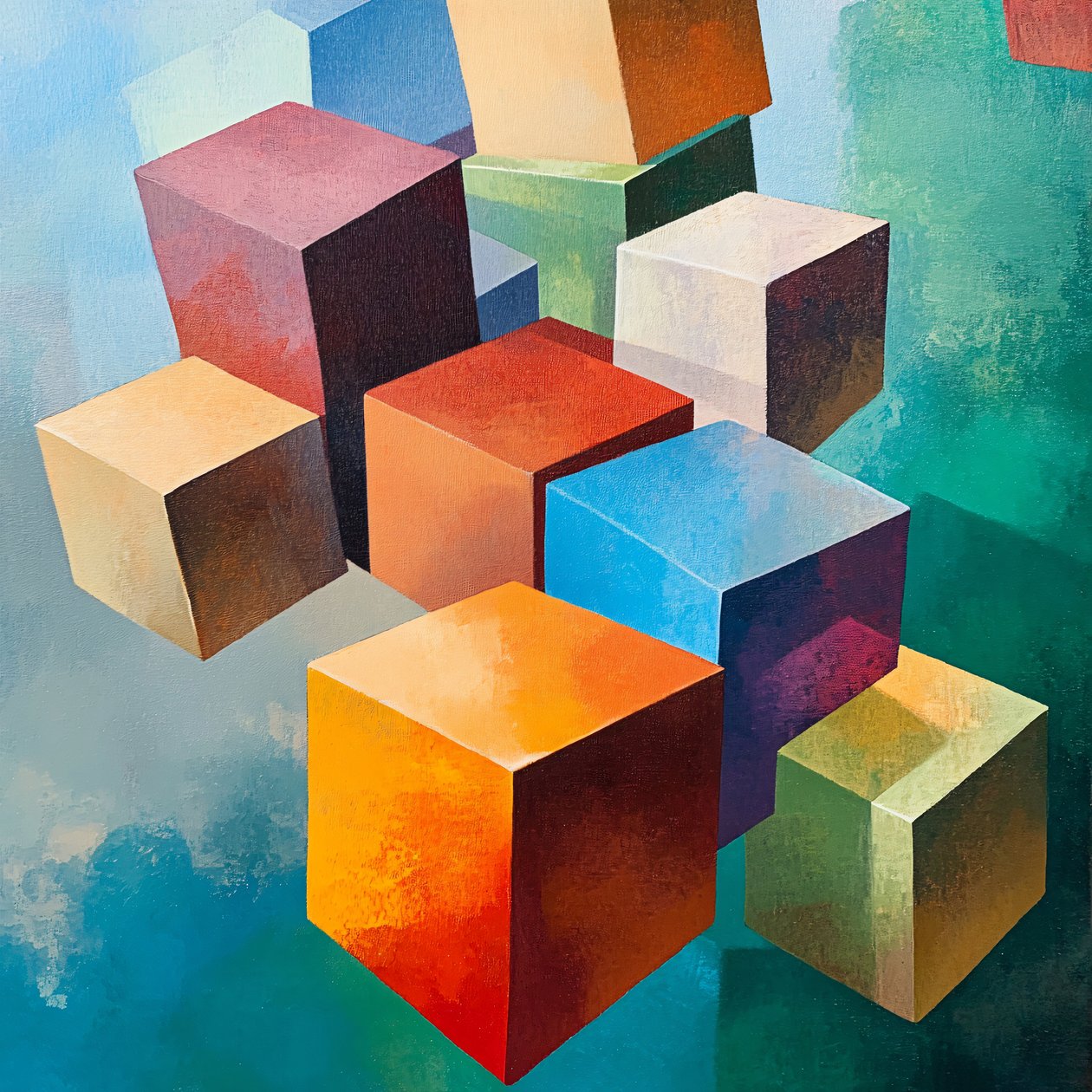 Abstract Colorful Wooden Geometric Pattern by F. Abderrahim