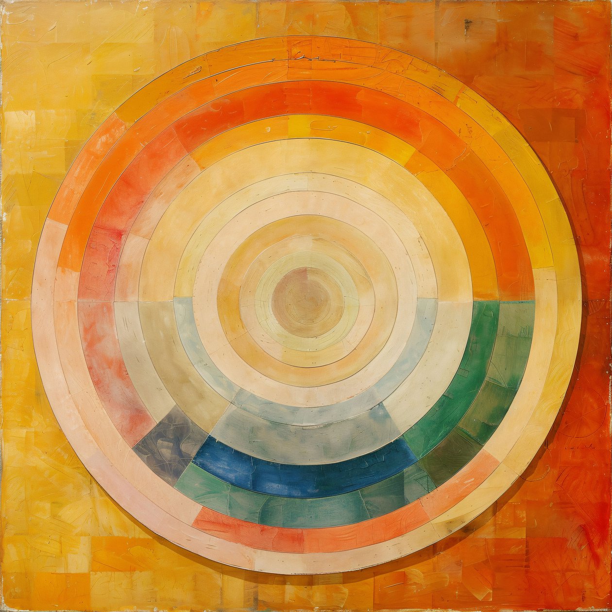 Abstract oil painting, mystic art, Hilma af Klint style by F. Abderrahim