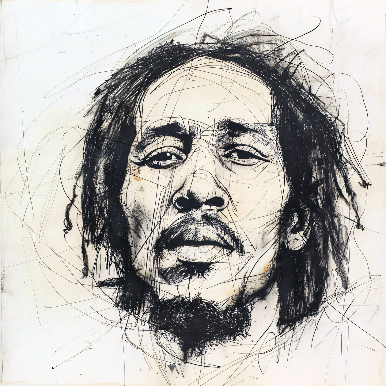 Minimalist Sketch of Bob Marley, Famous Celebrity Singer by F. Abderrahim