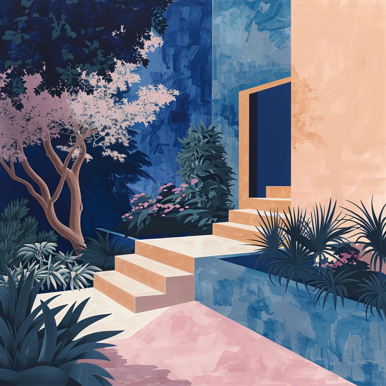 Minimalist Garden in Vibrant Simplicity by F. Abderrahim