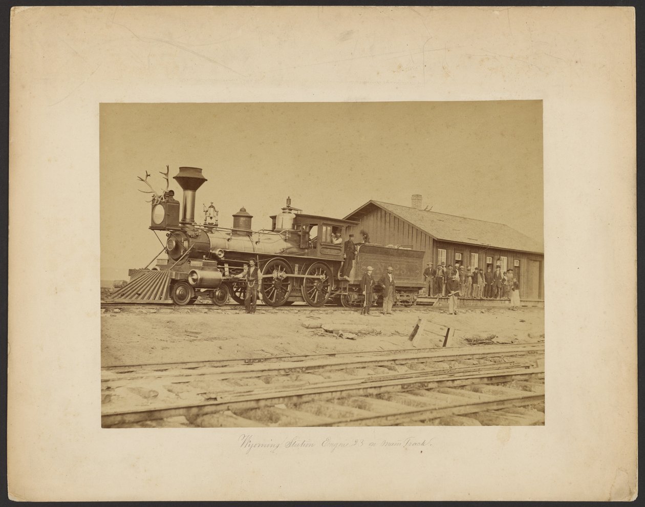 Wyoming Station Engine 23 on Main Track, Wyoming by A.J. Russell
