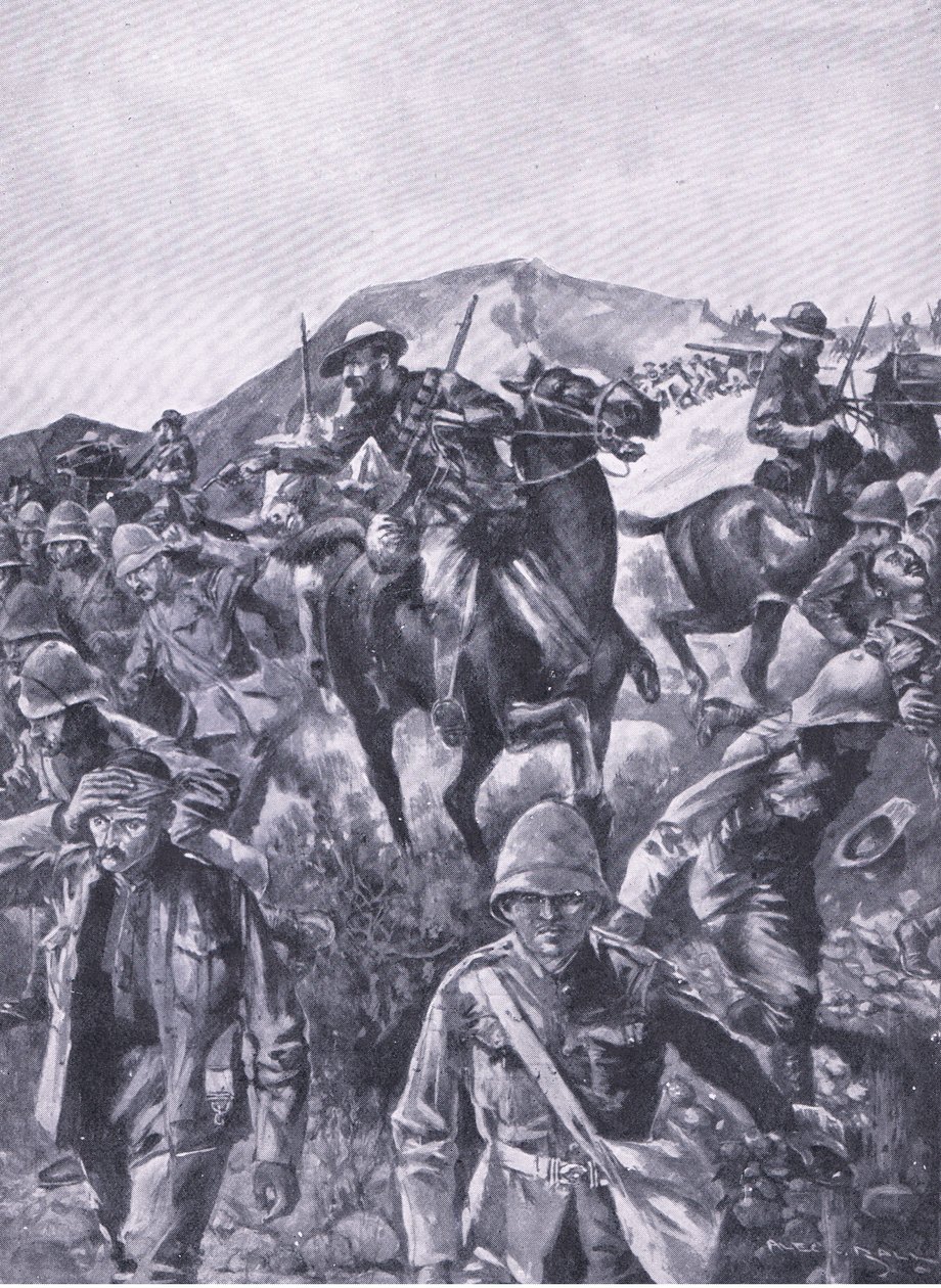 British Prisoners Used as a Screen While the Boers Removed a Naval Gun, from After Pretoria: The Guerilla War by A. C. Ball