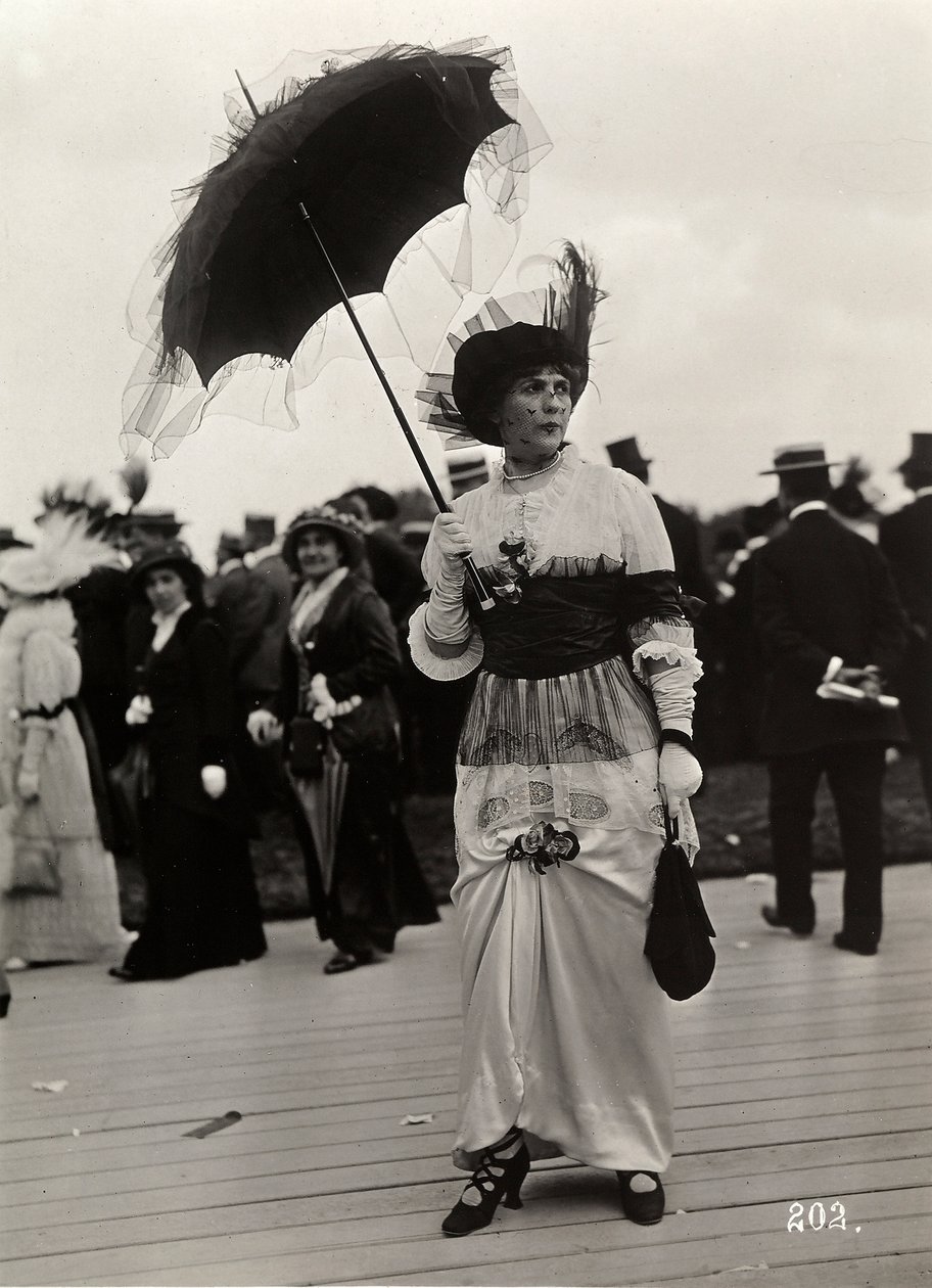 Fashion at the Races: A Female Spectator at the Journée des Drags, Auteuil, France by A. Calavas
