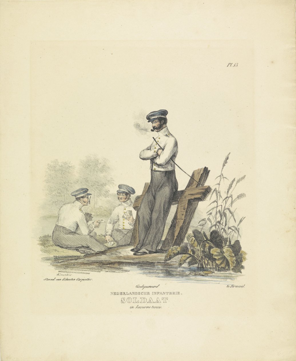Soldier in Barracks Uniform, 1820-1825 (Dutch Infantry. Soldier in Barracks Uniform) (Military Costumes of the Kingdom of the Netherlands) by A. Courtois