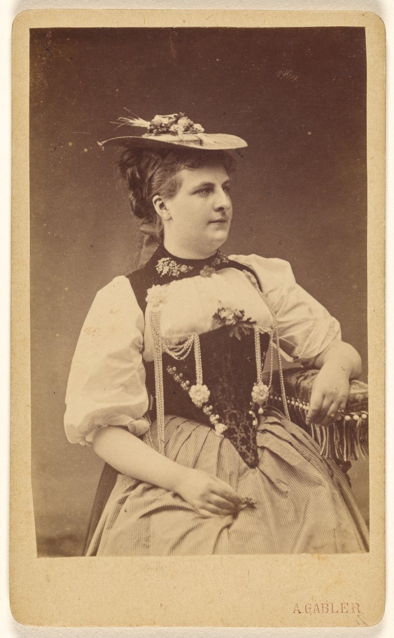 Unidentified Woman in Native Costume with Hat, Seated by A. Gabler