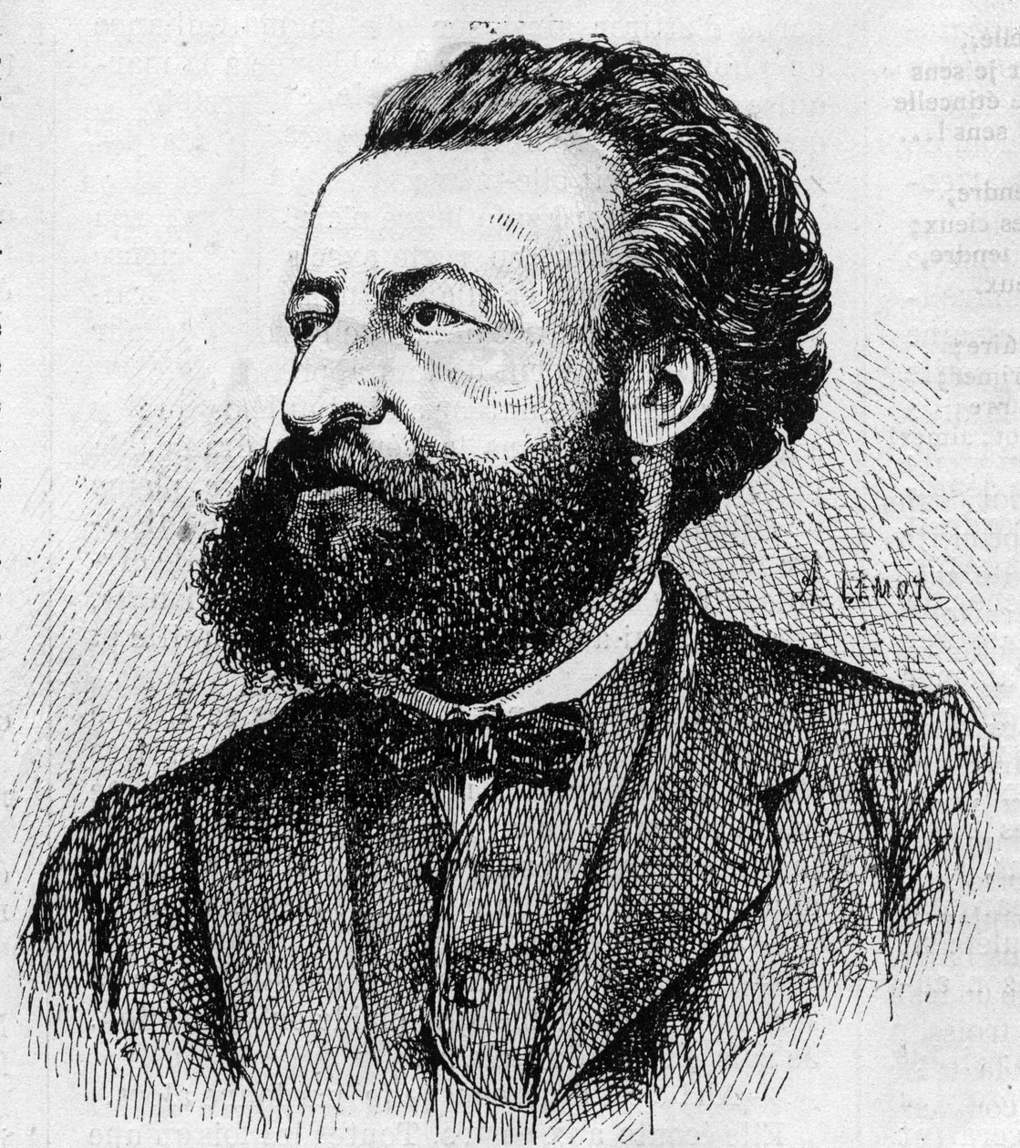 Portrait of Ulrich de Fonvielle (1833-1911), French journalist and literator - Engraving by Lemot of 1870 by A Lemot