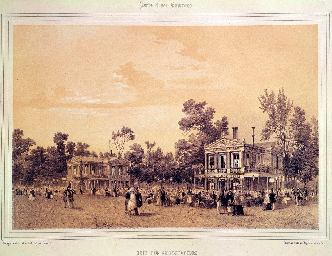 View of the Cafe des Ambassadeurs on the Champs Elysees in Paris by A Provost