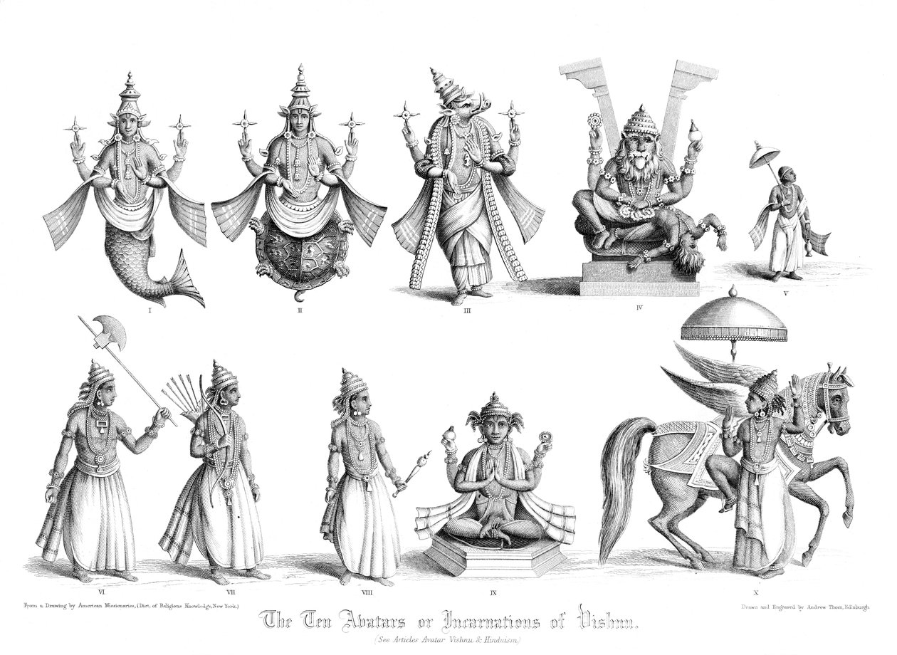 The Ten Avatars or Incarnations of Vishnu by A. Thom