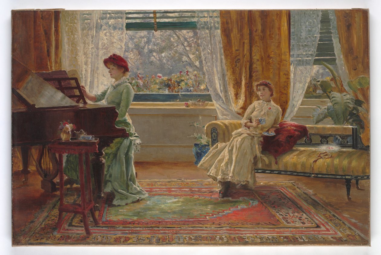 An Interior with Two Ladies, 1880 by A. Trevor Haddon