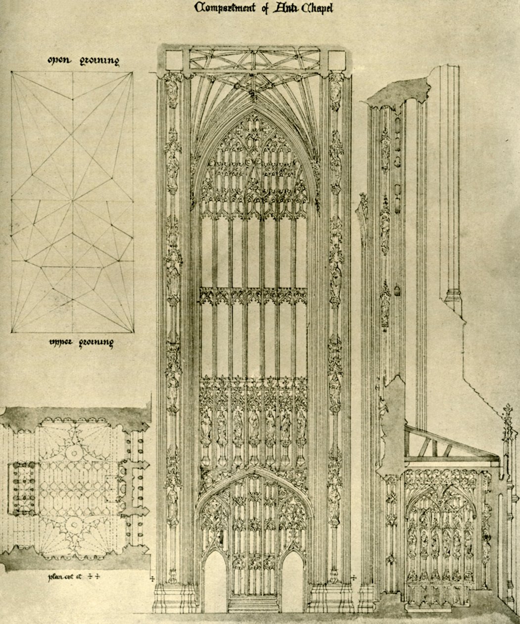 Architectural Drawing: Compartment of Anti Chapel, 1833-1834, 1906 by A. W. N. Pugin