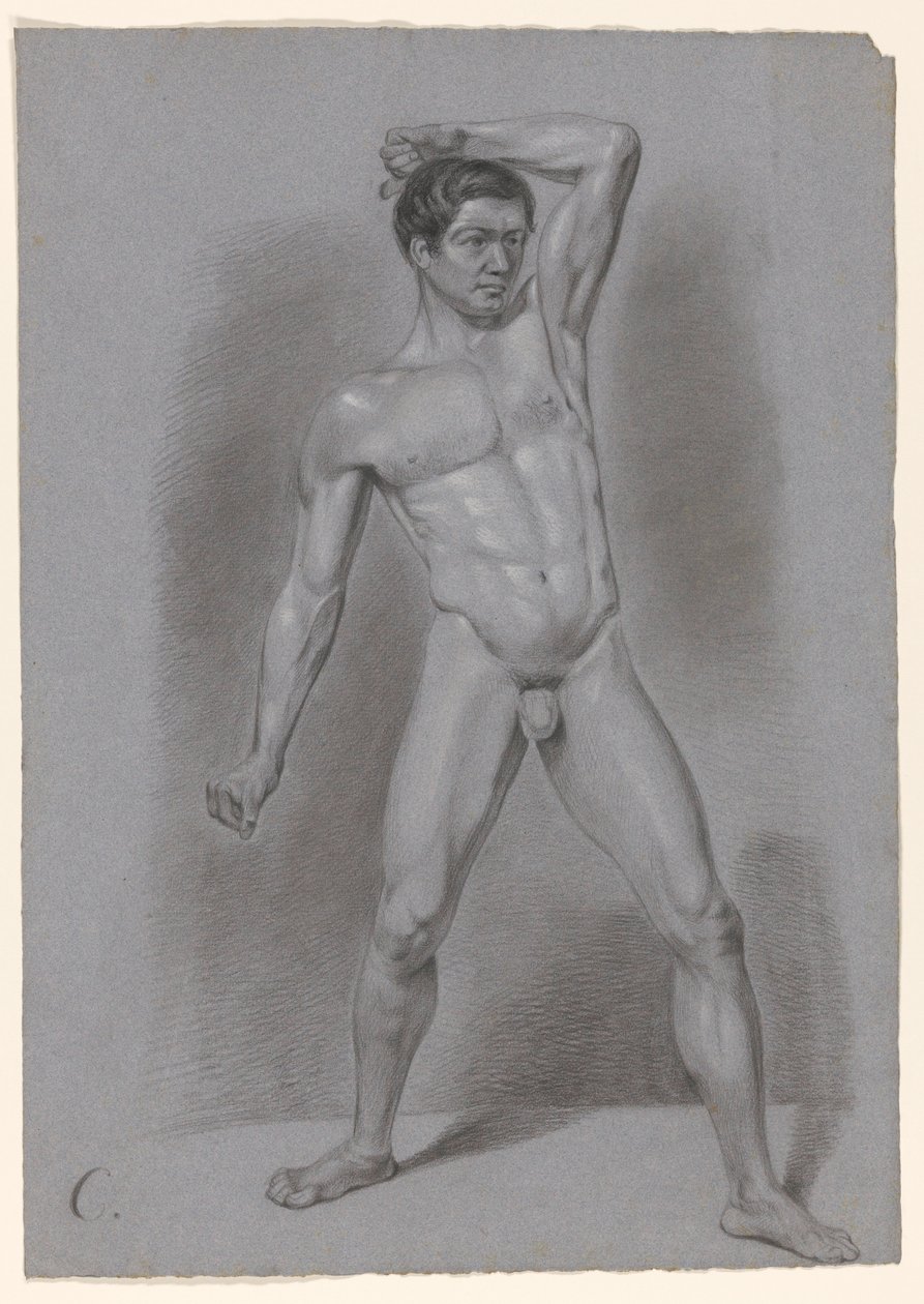 Standing Male Nude, Seen from the Front by A. Waterloo (attributed to)