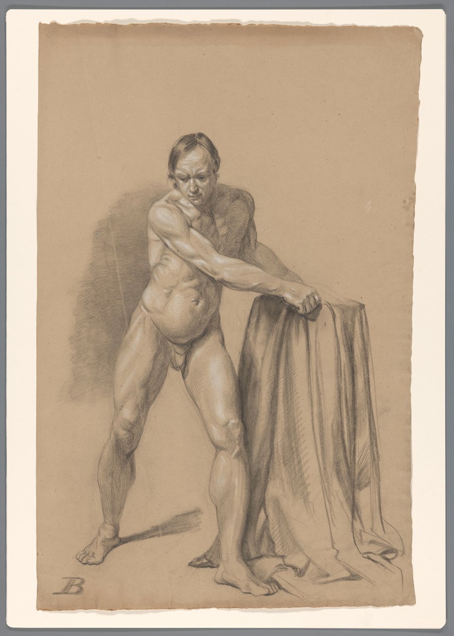 Standing Male Nude, Front View by A. Waterloo (attributed to)