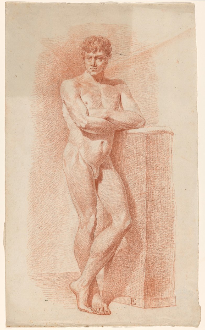 Standing Male Nude, Front View by A. Waterloo (attributed to)