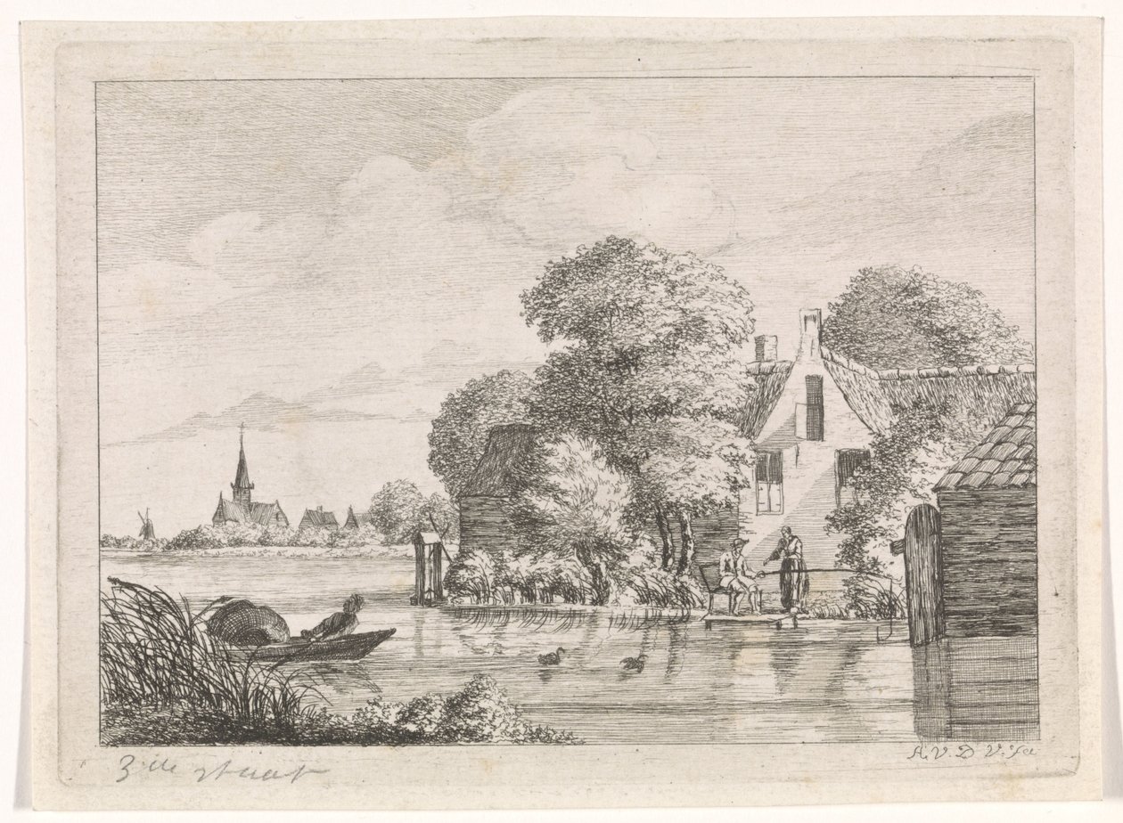 Fisherman and a Woman in Front of a House by A. van de Velde