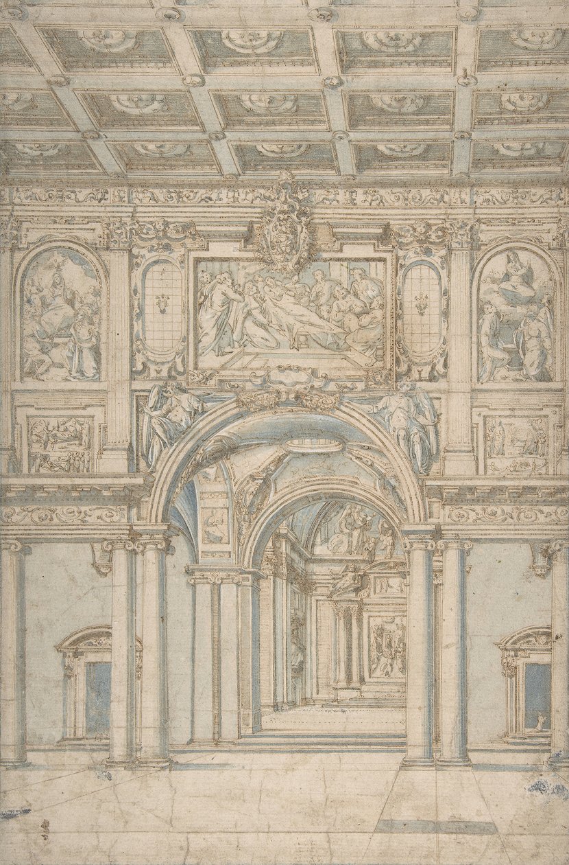 Study of the Interior of Santa Maria Maggiore in Rome, 1621-46 by Abbate Paolo de Angelis