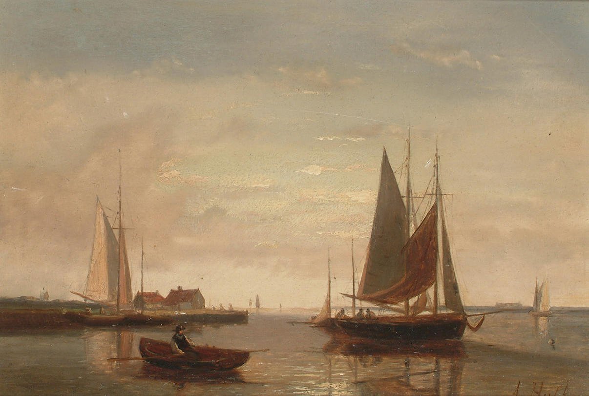 Fishing Boats off a Jetty by Abraham Hulk