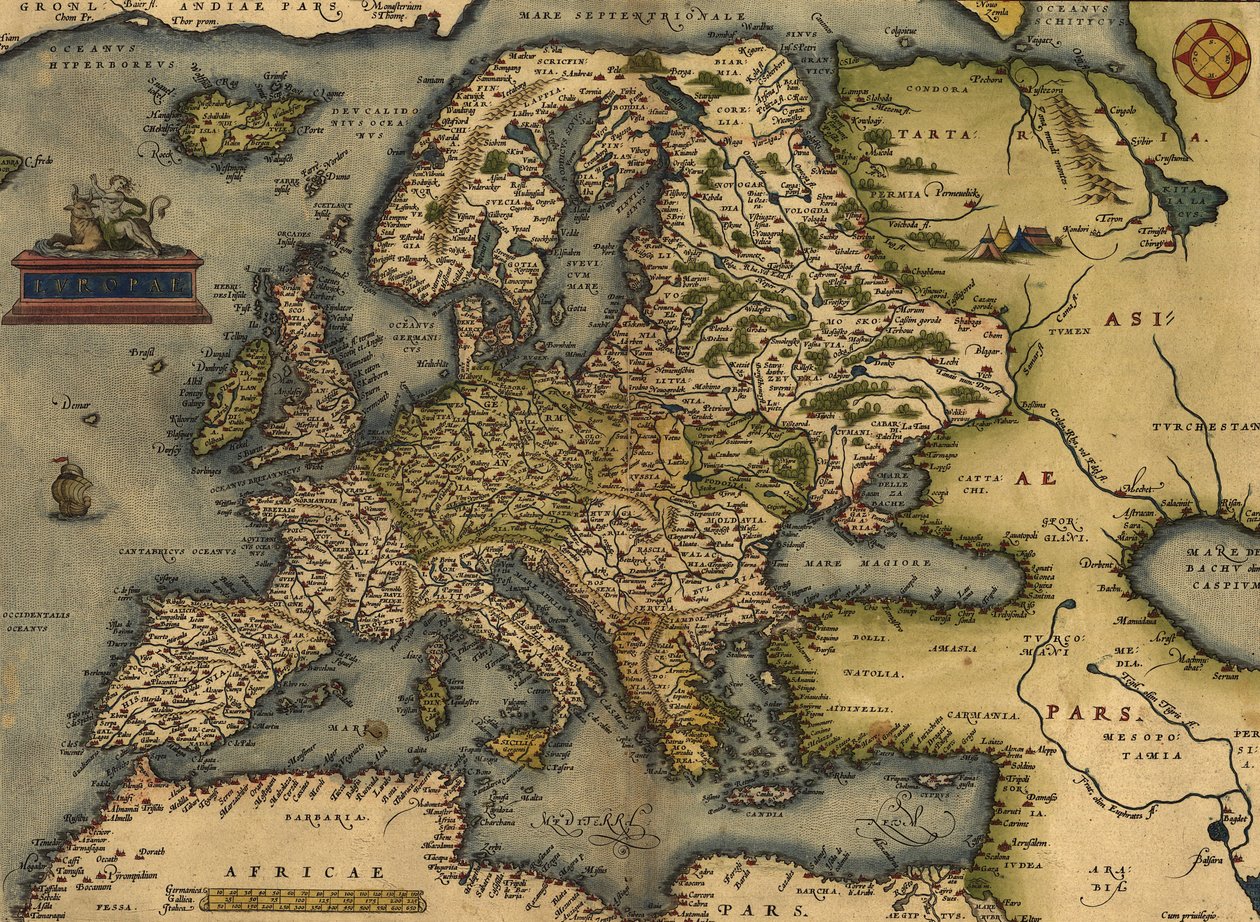 Map of Europe by Abraham Ortelius