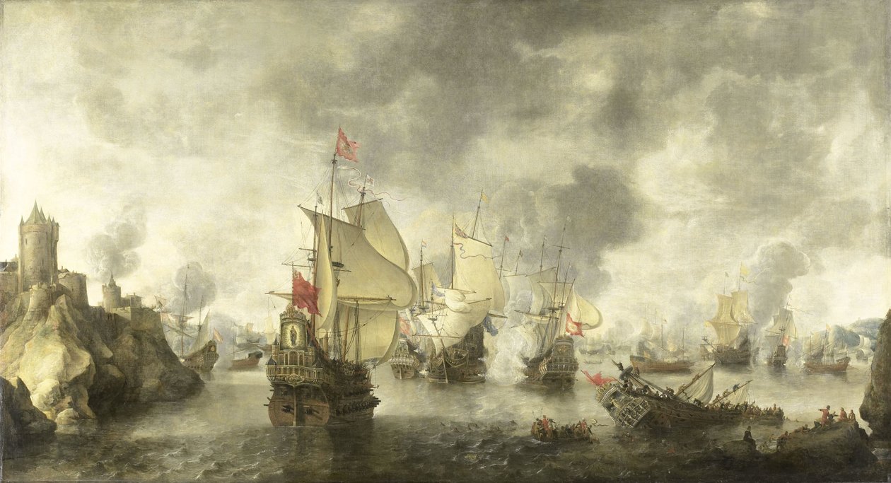 Battle of the Combined Venetian and Dutch Fleets against the Turks in the Bay of Foya, 1649 by Abraham Beerstraten