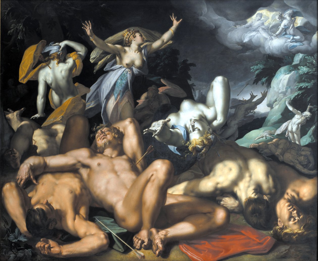 Apollo and Diana Punishing Niobe by Killing Her Children by Abraham Bloemaert