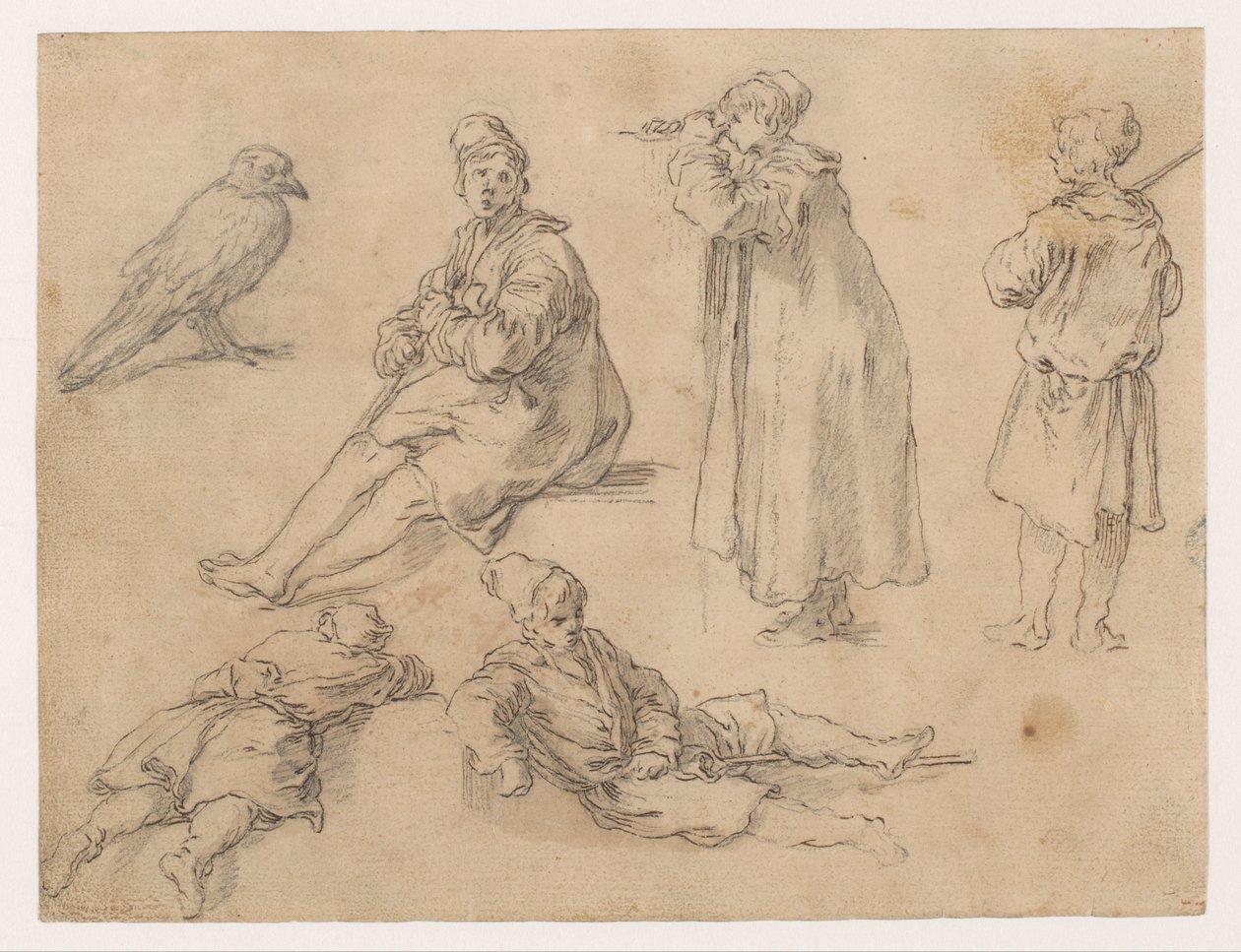 A seated and two standing boys by Abraham Bloemaert