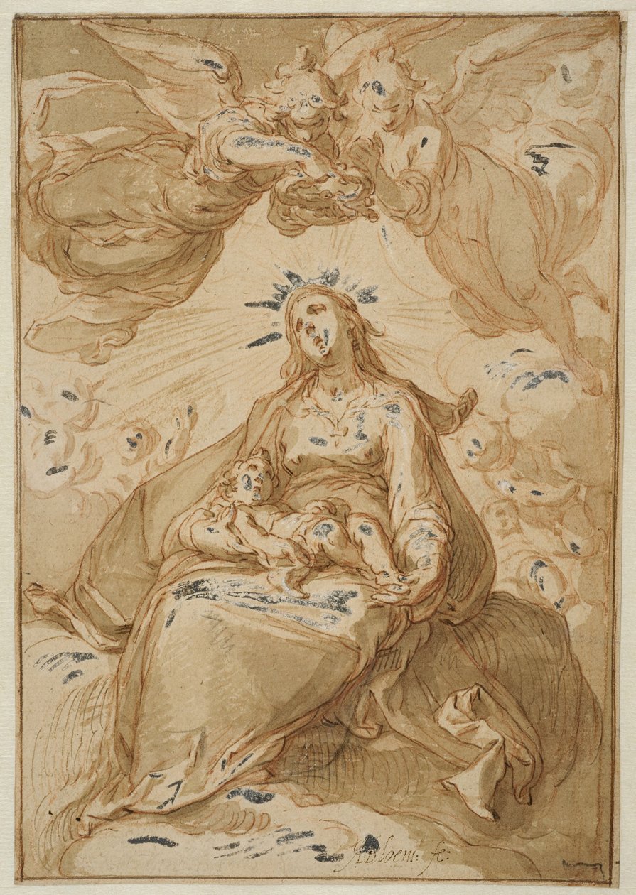 Madonna and Child, Crowned by Angels by Abraham Bloemaert